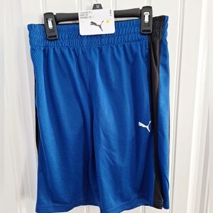 NWT Puma Boys Set of 2 Interlock & Mesh Short Size M  10/12 Vivid Blue Black